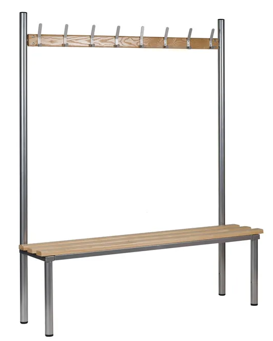 Heavy Duty Multi-Functional Bench with Coat Hooks - Galvanized Steel Frame for Gym Locker Rooms, Bathrooms & Changing Areas
