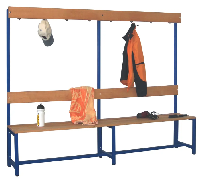 Space Saving Bench with Overhead Hooks - Ideal for Gym, Locker Room, and Bathroom Use