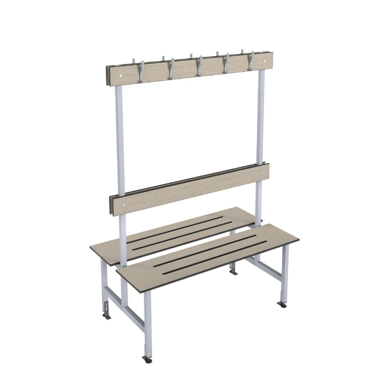 Double-Sided Dressing Bench - Galvanized Steel Frame & Compact Laminate (HPL) Seat for Gym Locker Rooms
