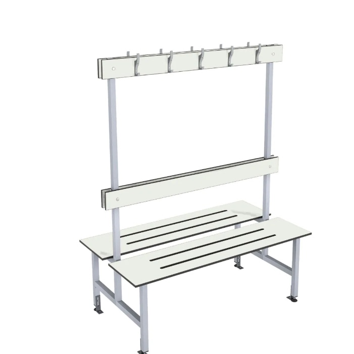 Double-Sided Dressing Bench - Galvanized Steel Frame & Compact Laminate (HPL) Seat for Gym Locker Rooms