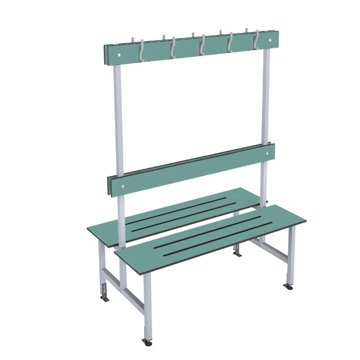 Double-Sided Dressing Bench - Galvanized Steel Frame & Compact Laminate (HPL) Seat for Gym Locker Rooms