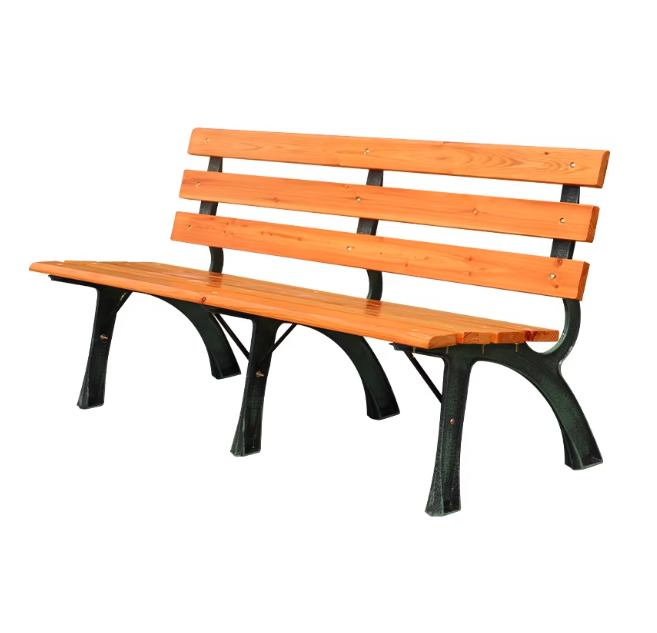 Park Bench Outdoor Long Bench Iron Art Long Bench Courtyard Leisure Anti-Corrosion Solid Wood Backrest Square Garden Row Bench Long Stool