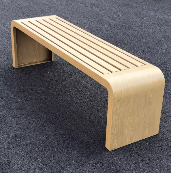 Outdoor Metal Bench Park Chair Long Bench Wood Grain