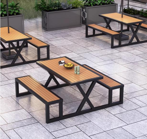 Outdoor Picnic Table & Bench Set - Weather Resistant Patio Dining Furniture