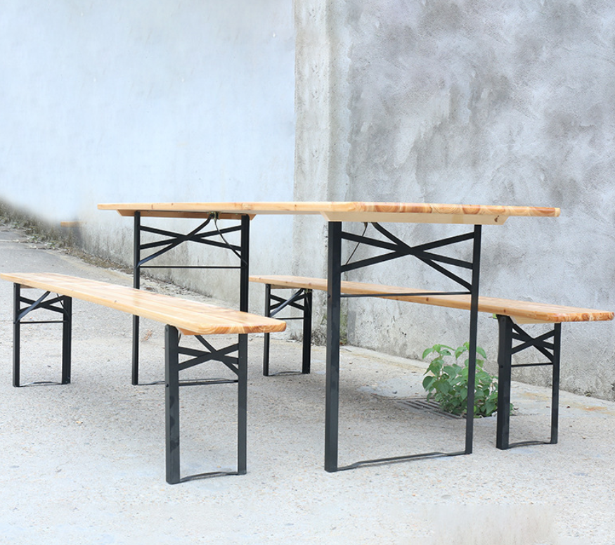 Beer Table and Chairs Outdoor Patio Leisure Table and Stool Set Park BBQ Folding Table and Chairs Dining Table and Chair Set