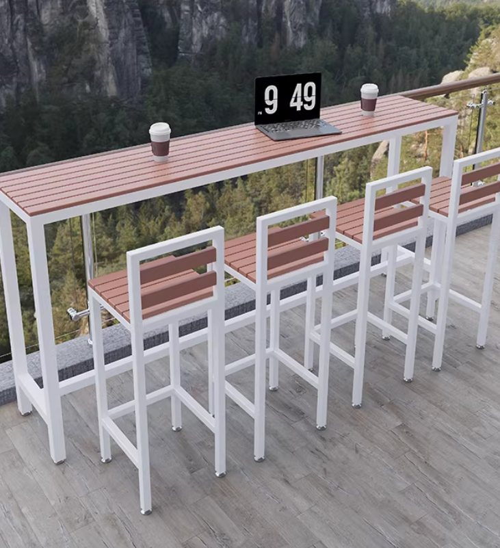 Outdoor Bar Height Table & Stool Set - Weather Resistant Patio Pub Furniture for Decks & Balconies
