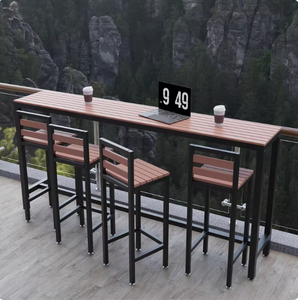 Outdoor Bar Height Table & Stool Set - Weather Resistant Patio Pub Furniture for Decks & Balconies