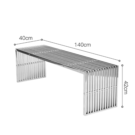 Simple Modern Stainless Steel Low Stool Square Stool Glass Dining Table and Chair Set Office Long Bench