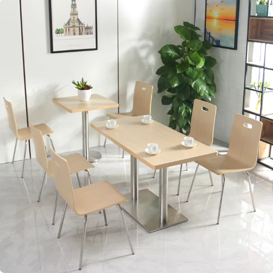 KFC Milk Tea Burger Shop Restaurant School Canteen Table and Chair Set Snack Shop Fast Food Table and Chair Set 4-Seater