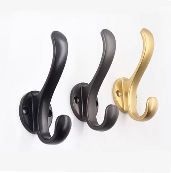 Single Hook Clothes Hanger for Closet, Indoor Bedroom Wall, Gold Coat Hook, Heavy Duty, Entryway, Black, No Drilling Required