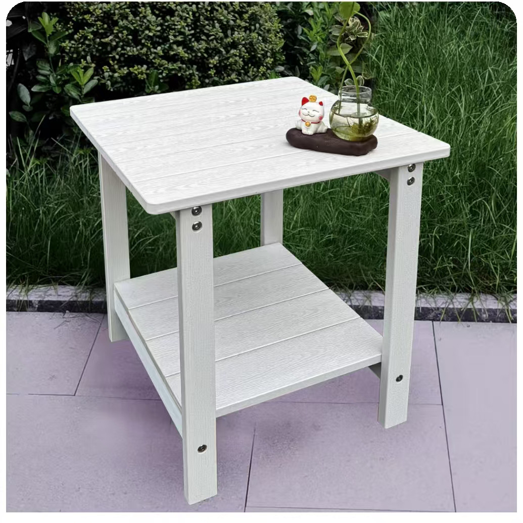 Wooden Retro Windproof Sunproof Anti-corrosion Outdoor Coffee Table Square Stool Suitable for Patio Balcony