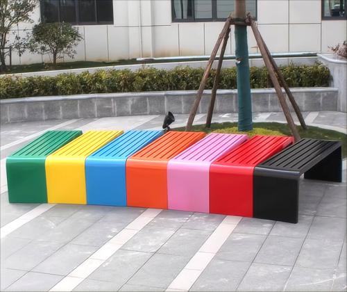 Rainbow Piano Key Outdoor Bench - Colorful Modular Public Seating