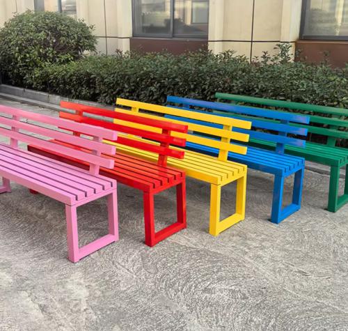Wholesale Multicolor Slatted Outdoor Bench Set – Commercial Grade Seating for Parks, Schools & Urban Spaces