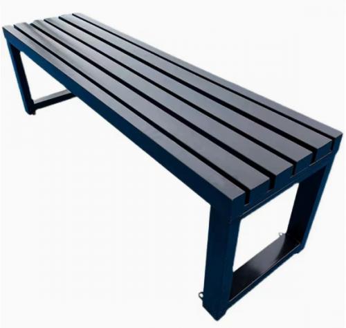 Commercial Grade Black Metal Slatted Outdoor Bench – Heavy-Duty All-Weather Seating for Parks, Industrial Yards & Urban Plazas