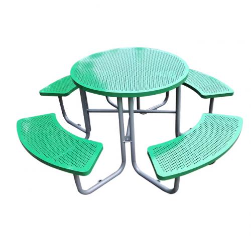 Green Perforated Metal Accessible Picnic Table - Wheelchair-Friendly 4-Seater Outdoor Dining Set