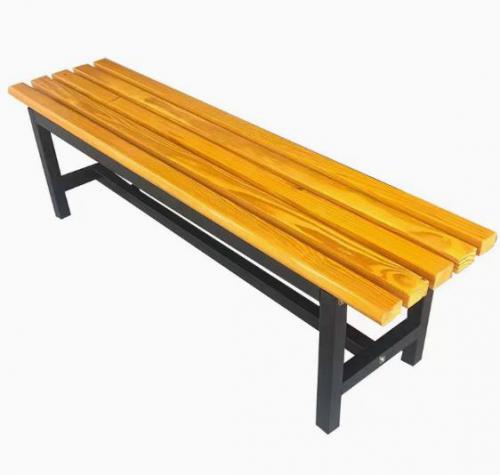 Heavy Duty Slatted Wood Bench with Metal Frame - Indoor & Outdoor Entryway and Seating Bench