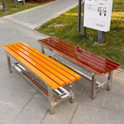 Solid Wood Long Bench Park Chair Outdoor Bench Mall Locker Room Shoe Changing Bench Bathroom Rest Bench Stainless Steel Long Bench